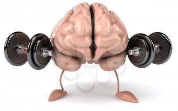 Royalty Free Clipart Image of a Weightlifting Brain