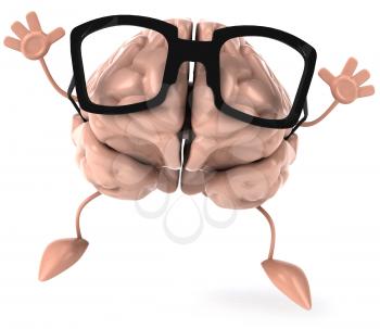 Royalty Free Clipart Image of a Happy Brain With Glasses