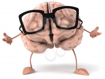 Royalty Free Clipart Image of a Brain With Glasses