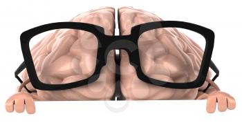 Royalty Free Clipart Image of a Brain Wearing Glasses