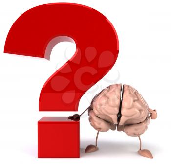 Royalty Free Clipart Image of a Brain With a Question Mark