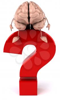 Royalty Free Clipart Image of a Brain on a Question Mark