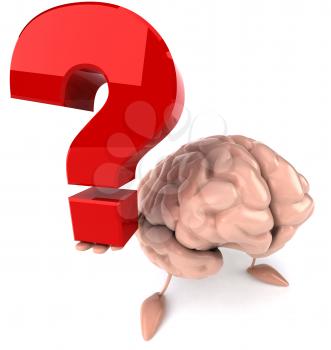 Royalty Free Clipart Image of a Brain With a Question Mark