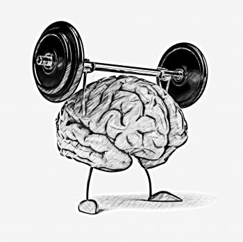 Royalty Free Clipart Image of a Weightlifting Brain