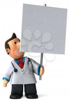 Royalty Free Clipart Image of a Doctor With a Placard