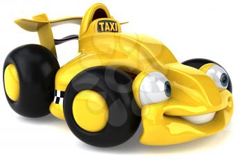 Royalty Free Clipart Image of a Sporty Taxi