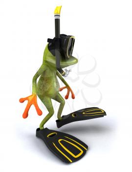 Royalty Free Clipart Image of a Frog Scuba Diver