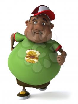 Royalty Free Clipart Image of an Overweight Man Running