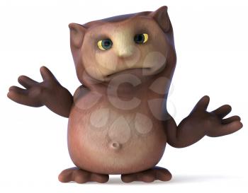 Royalty Free Clipart Image of a Shrugging Owl