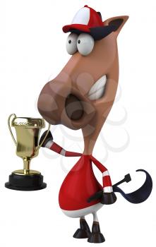 Royalty Free Clipart Image of a Horse Jockey With a Trophy