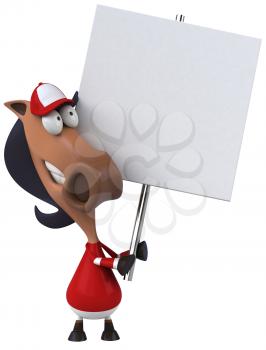 Royalty Free Clipart Image of a Horse Jockey With a Sign
