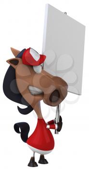 Royalty Free Clipart Image of a Horse Jockey With a Sign