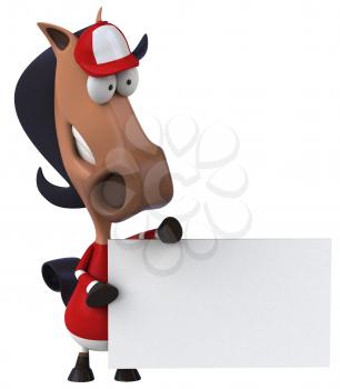 Royalty Free Clipart Image of a Jockey Horse With a Sign