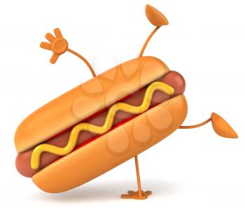 Royalty Free Clipart Image of a Hotdog Doing a Handstand