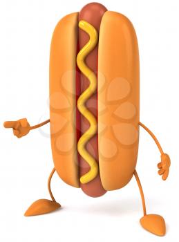 Royalty Free Clipart Image of a Pointing Hotdog