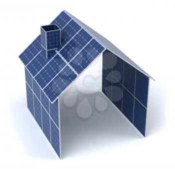 Royalty Free Clipart Image of a Solar Panel House