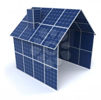 Royalty Free Clipart Image of a House of Solar Panels