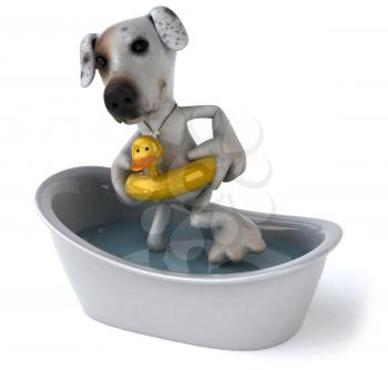 Royalty Free Clipart Image of a Dog in a Bathtub