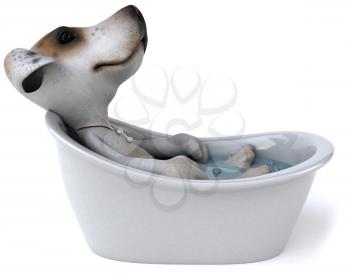 Royalty Free Clipart Image of a Dog in a Tub