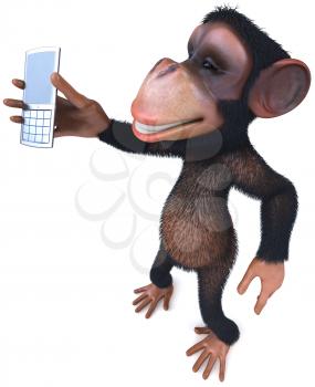 Royalty Free Clipart Image of a Monkey With a Cellphone