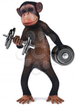 Royalty Free Clipart Image of a Monkey With Weights