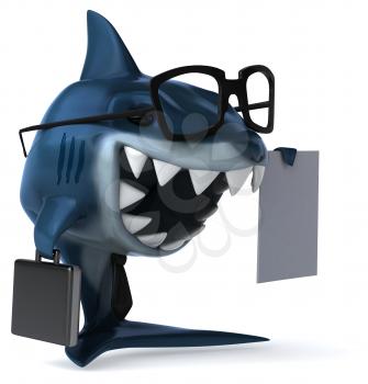 Royalty Free Clipart Image of a Shark With a Contract