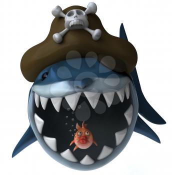 Royalty Free Clipart Image of a Shark Pirate