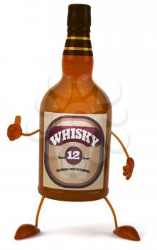 Royalty Free Clipart Image of a Whisky Bottle Giving a Thumbs Up