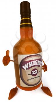 Royalty Free Clipart Image of a Whisky Bottle Giving Thumbs Up