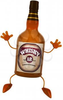 Royalty Free Clipart Image of a Happy Whisky Bottle