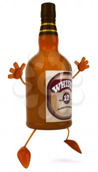 Royalty Free Clipart Image of a Happy Whisky Bottle