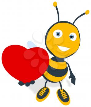 Royalty Free Clipart Image of a Bee With a Heart