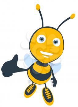 Royalty Free Clipart Image of a Bee Giving a Thumbs Up