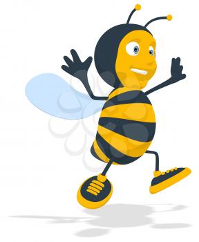 Royalty Free Clipart Image of a Happy Running Bee
