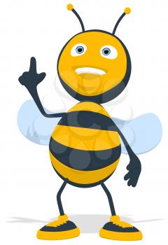 Royalty Free Clipart Image of a Bee Pointing Up