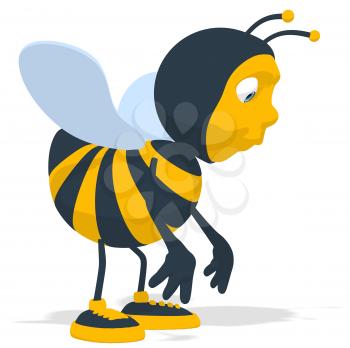 Royalty Free Clipart Image of a Bee Looking Sad