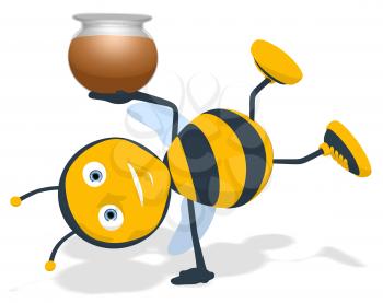 Royalty Free Clipart Image of a Bee With a Honeypot