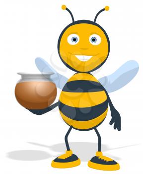 Royalty Free Clipart Image of a Bee With a HoneyPot