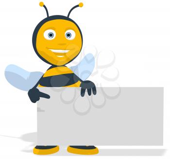 Royalty Free Clipart Image of a Bee With a Sign