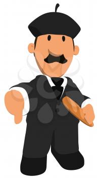 Royalty Free Clipart Image of a Man in a Beret Giving a Thumbs Down