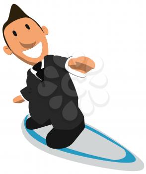 Royalty Free Clipart Image of a Surfing Businessman