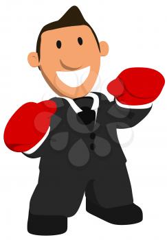 Royalty Free Clipart Image of a Boxing Businessman