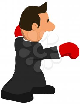 Royalty Free Clipart Image of a Boxing Businessman