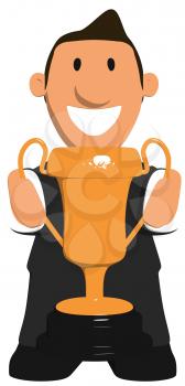 Royalty Free Clipart Image of a Man With a Trophy
