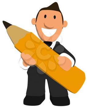 Royalty Free Clipart Image of a Man With a Pencil