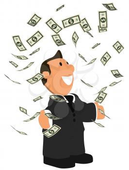 Royalty Free Clipart Image of a Businessman Juggling Money