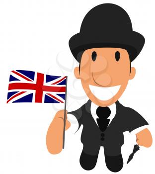 Royalty Free Clipart Image of a Man With a British Flag