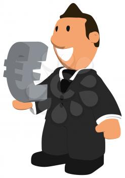 Royalty Free Clipart Image of a Guy With a Euro Symbol