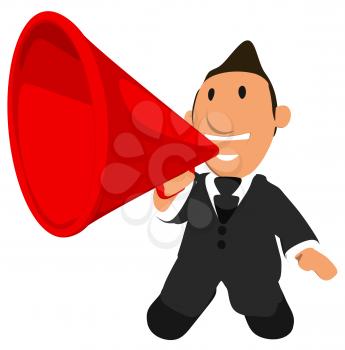 Royalty Free Clipart Image of a Man With a Megaphone