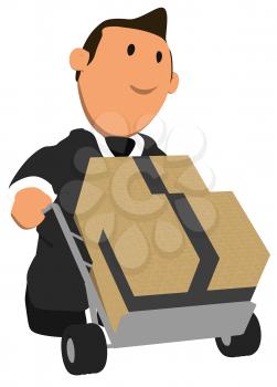 Royalty Free Clipart Image of a Man Moving Boxes